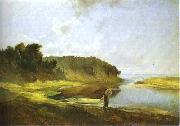 Alexei Savrasov Landscape with River and Angler Spain oil painting artist